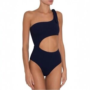 Eberjey Navy One-Shoulder Cutout One Piece